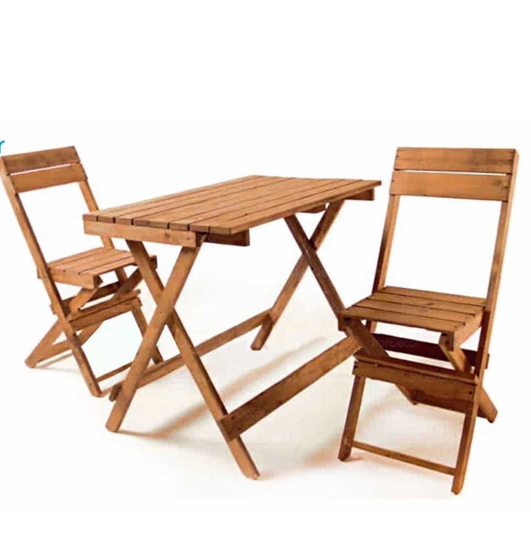 ست دو نفره میز و صندلی تاشو چوبی
