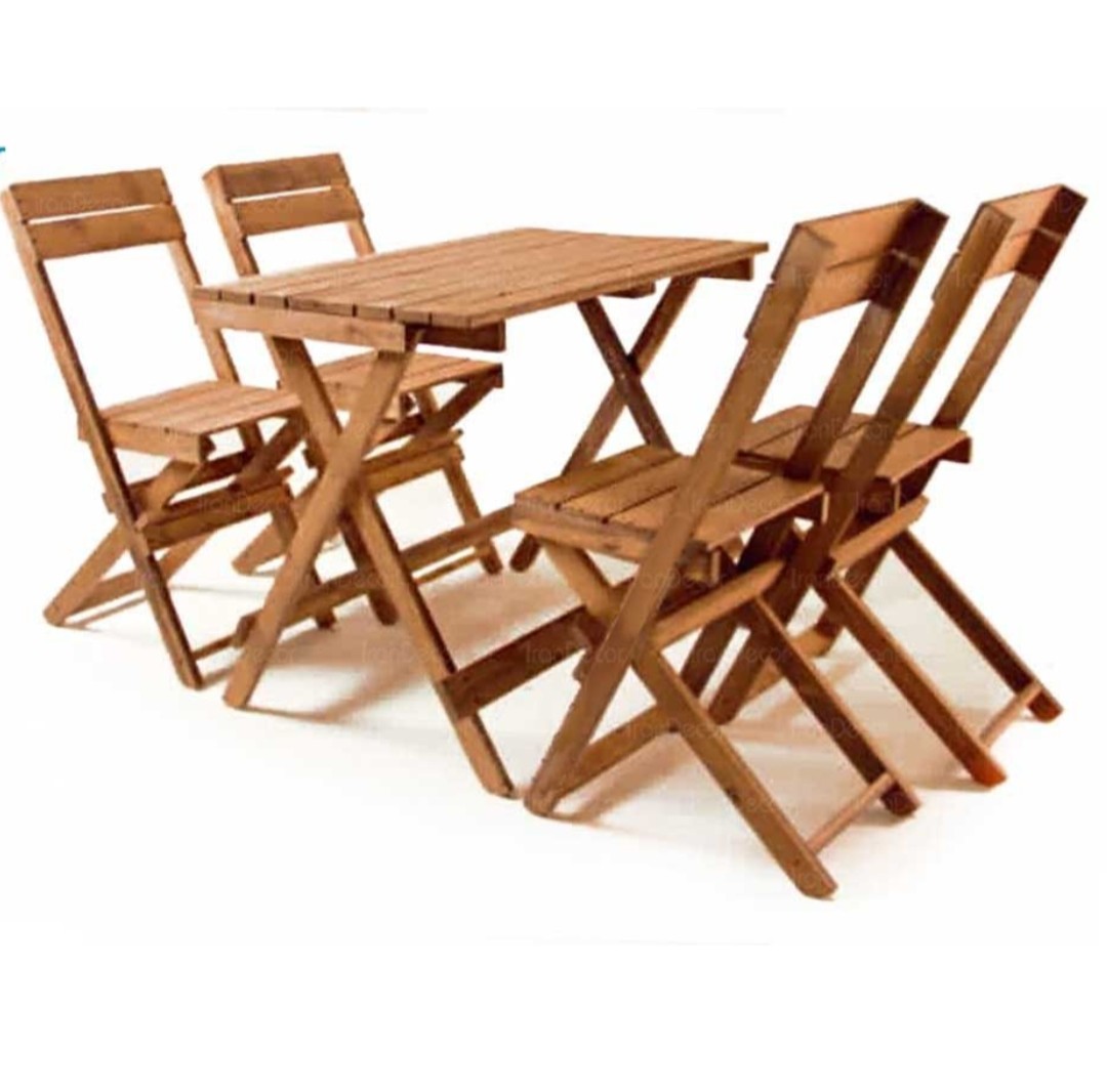 ست چهار نفره میز و صندلی تاشو چوبی